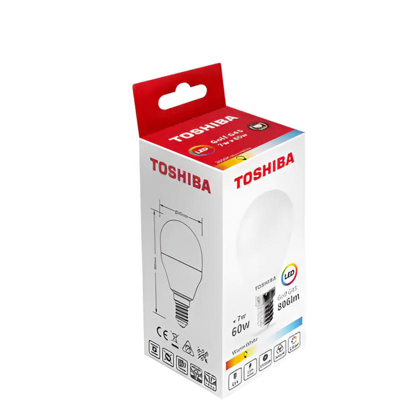 TOSHIBA Λάμπα LED Toshiba G45 E14 7W 3000K - Θερμό Λευκό