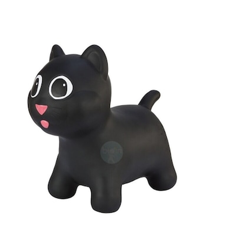 Hoppimals Φουσκωτό Γάτα Χοπ Χοπ, Ζωγραφισμένο στο χέρι – Μαύρο