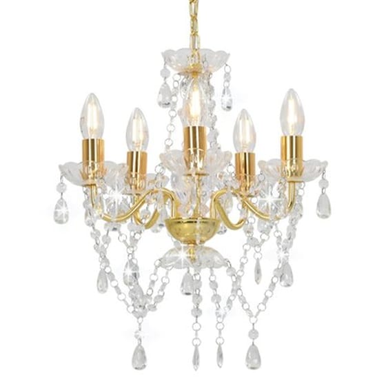 Vidaxl Πολυέλαιος Με Κρυστάλλινες Χάντρες Χρυσός Με 5 Ντουί Ε14 image 1