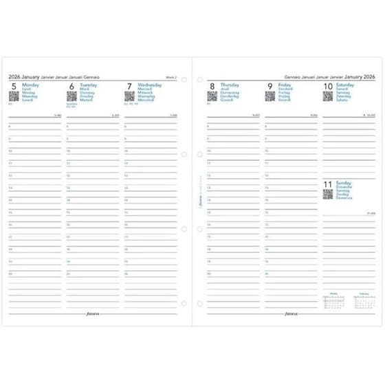 Ανταλλακτικά Φύλλα Ημερολογίου Filofax 2026 Eng. Α4 Εβδομάδα σε 2 Σελ. image 1