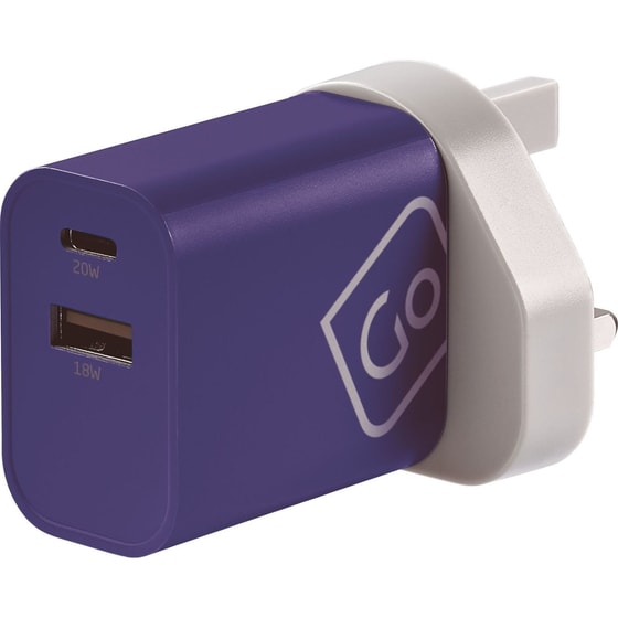 Φορτιστής Πρίζας Go Travel Worldwide 2 port Usb,Usb-C 20W - Blueberry image 1