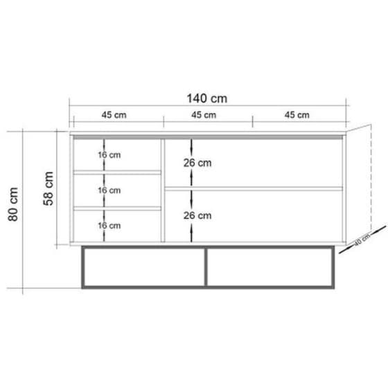 Μπουφές 24Mall Destra Atlantic Pine από Μοριοσανίδα/Μέταλλο 140x40x80 cm - Μαύρος/Καφέ image 4