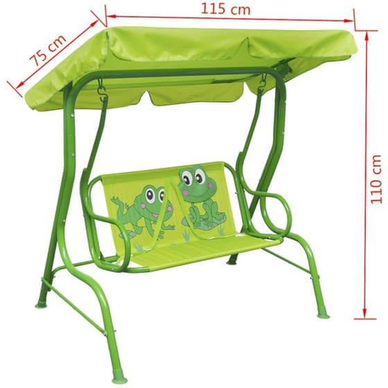 Κούνια Κήπου VidaXL με Σκίαστρο από Χάλυβα 115x75x110 cm - Πράσινη image 5