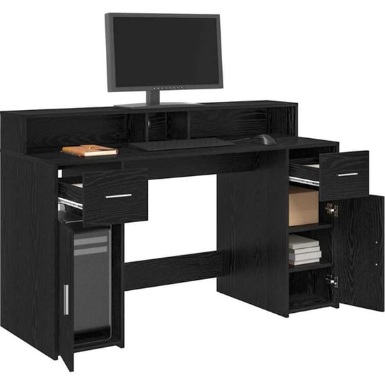Γραφείο VidaXL από Επεξεργασμένο Ξύλο 140x55x91 cm - Μαύρη Δρυς image 1