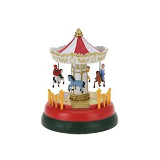 Χριστουγεννιάτικο Διακοσμητικό Kαρουζέλ με Led και Κίνηση από Polystone 11.5x11.5x16cm image 2