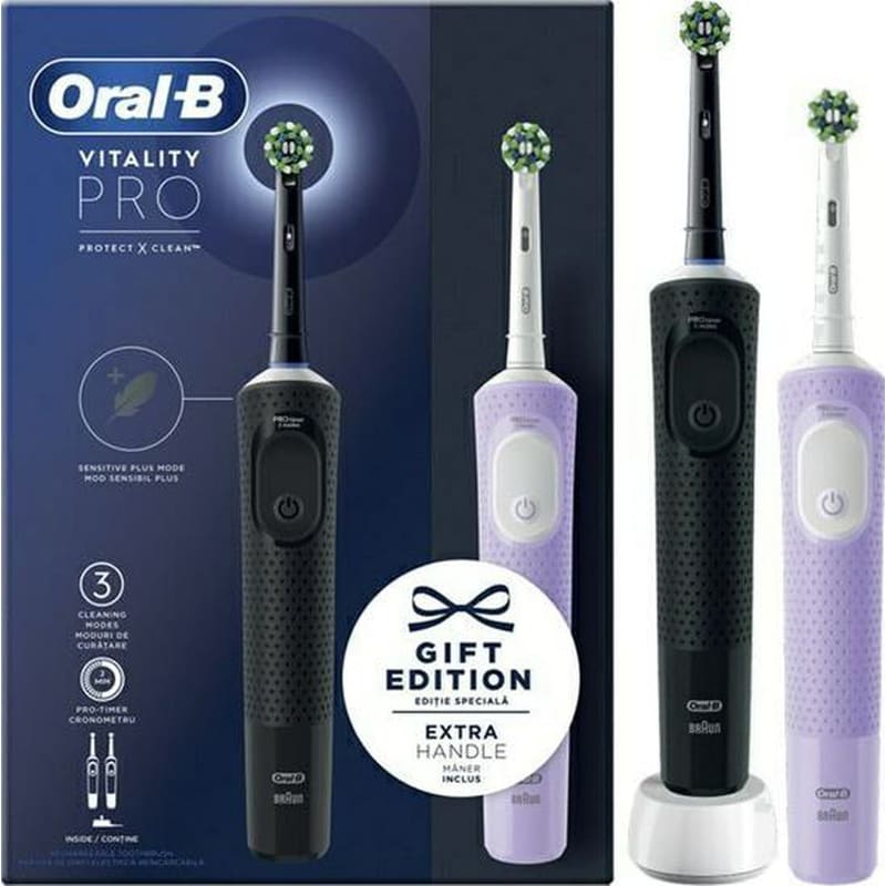 Σετ Ηλεκτρικές Οδοντόβουρτσες ORAL-B Vitality Pro Duo Μαύρο/Μωβ