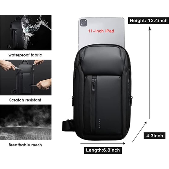 Τσάντα με θήκη για Laptop Bange 7566 11" Αδιάβροχη - Μαύρο image 8