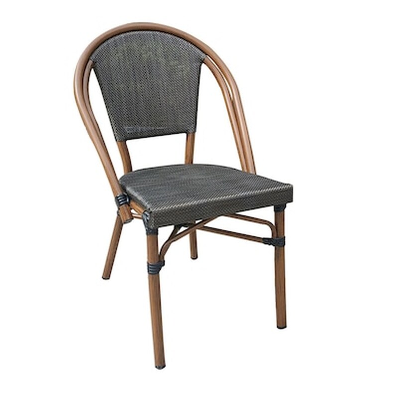 WOODWELL Costa Καρέκλα Dining Αλουμινίο Καρυδί/textilene Μαύρο