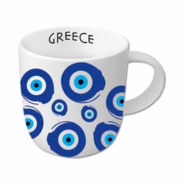 Κούπα Ancient Greece Mάτι Πορσελάνη 350 ml - Λευκό/Μπλε