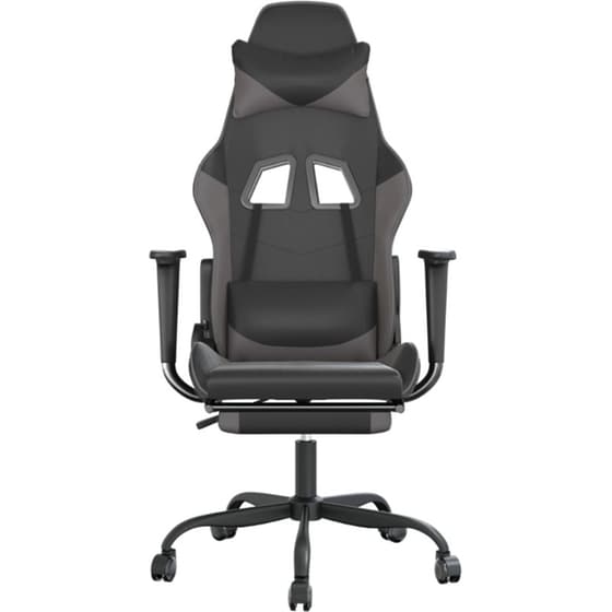 Καρέκλα Gaming VIDAXL 3143657 με Υποπόδιο από Τεχνητό Δέρμα - Μαύρο image 2