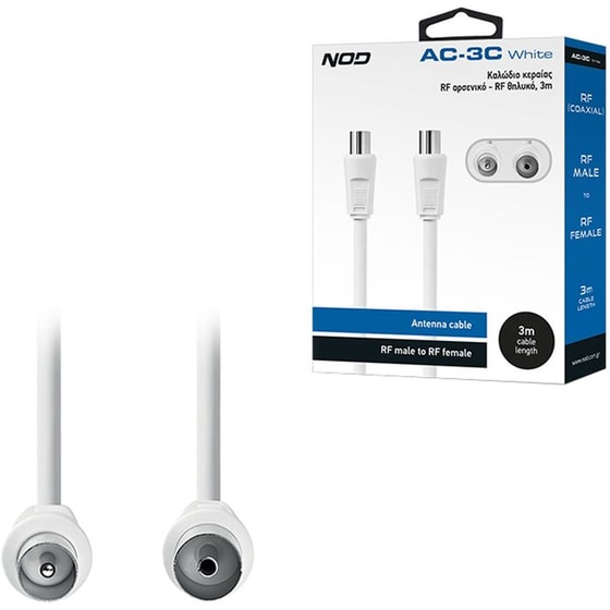 NOD Καλώδιο Κεραίας AC-3C WHITE 1x RF Male σε 1x RF Female 3 m Λευκό image 0