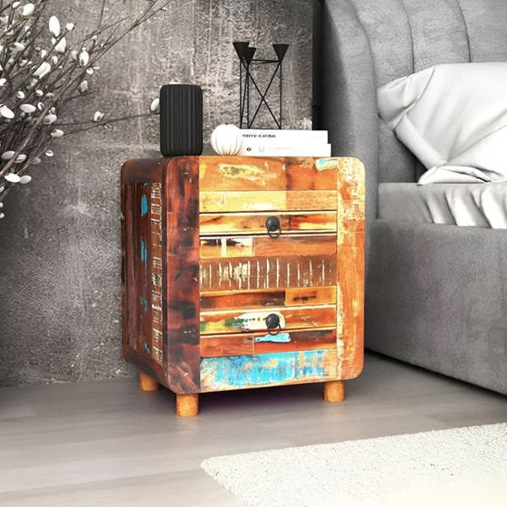 Κομοδίνο Vidaxl Από Μασίφ Ανακυκλωμένο Ξύλο 43x33x51 cm - Καφέ image 1