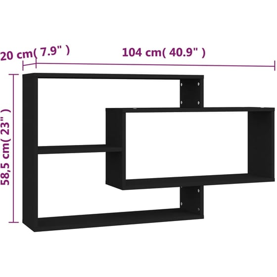 Ραφιέρα Τοίχου VidaXL από Μοριοσανίδα 104x20x58.5 cm - Μαύρο image 5