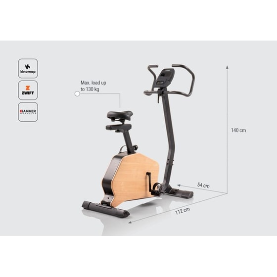 Όρθιο Στατικό Ποδήλατο HAMMER CARDIOPACE 5.0 NORSK Μαγνητικό Με Ροδάκια Μαύρο image 4