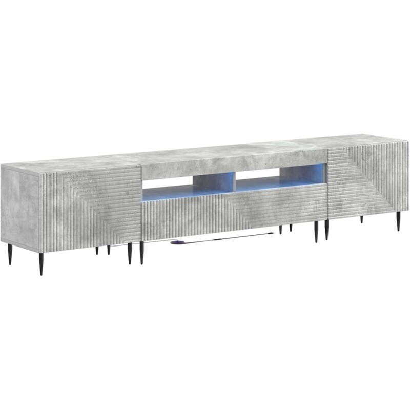 Έπιπλο Τηλεόρασης VidaXL με LED 3 τμχ 198 x 35 x 43 cm - Γκρι Σκυροδέματος