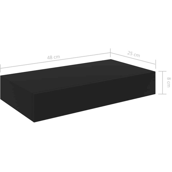 Ράφι Τοίχου VidaXL από MDF 48x25x8 cm - Μαύρο image 5