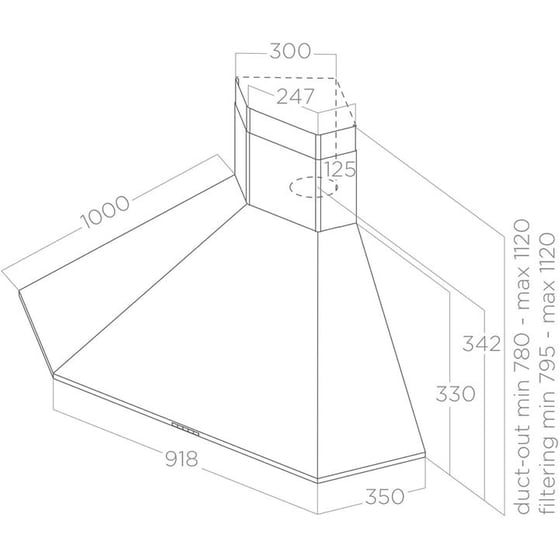 ELICA ACUTA BL/F/100 100 cm Μαύρο Καμινάδα - Τζάκι Απορροφητήρας image 3
