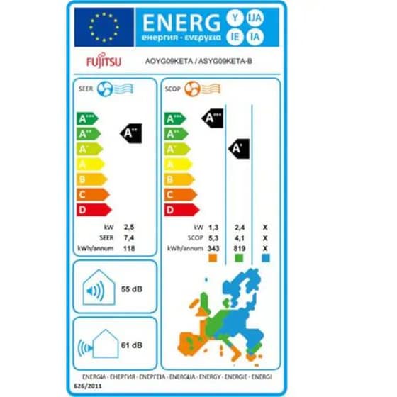 FUJITSU KE Series ASY/AOYG09KETE-B Κλιματιστικό Inverter 9.000 BTU A++/A+++ image 6