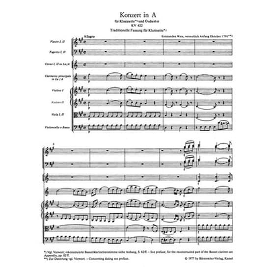 Βιβλίο Για Σύνολα Barenreiter Mozart - Clarinet Concerto Kv622 [pocket Score] image 2