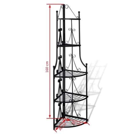 Γωνιακό Ράφι για Φυτά VidaXL από Ατσάλι 36x160 cm -  Μαύρο image 4
