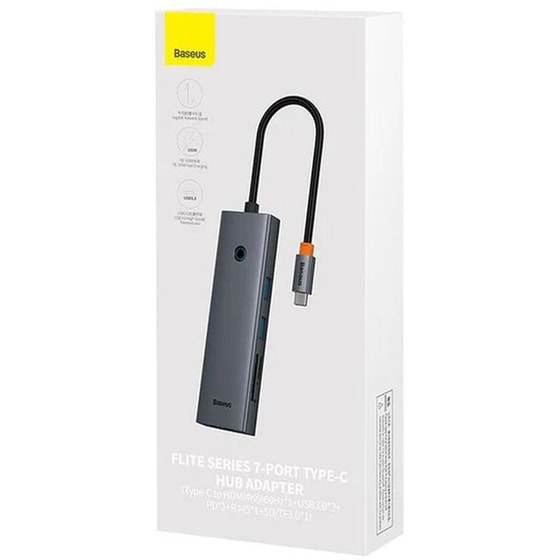 Baseus Flite Series USB Hub 7 σε 1 USB-C - Ανθρακί image 4