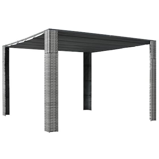 Vidaxl Κιόσκι Με Οροφή Γκρι/ανθρακί 300x300x200 Εκ. Συνθετικό Ρατάν image 0