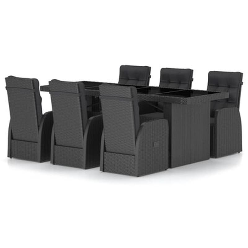 VIDAXL Vidaxl Σετ Τραπεζαρίας Εξ. Χώρου 7 Τεμ. Μαύρο Συνθ. Ρατάν Με Μαξιλάρια