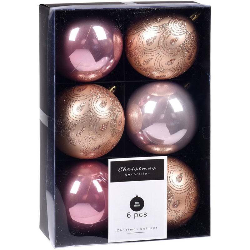 Σετ Χριστουγεννιάτικα Στολίδια Spitishop K-m Pink Can214740 Πλαστικό 6 Τμχ - Μπάλα