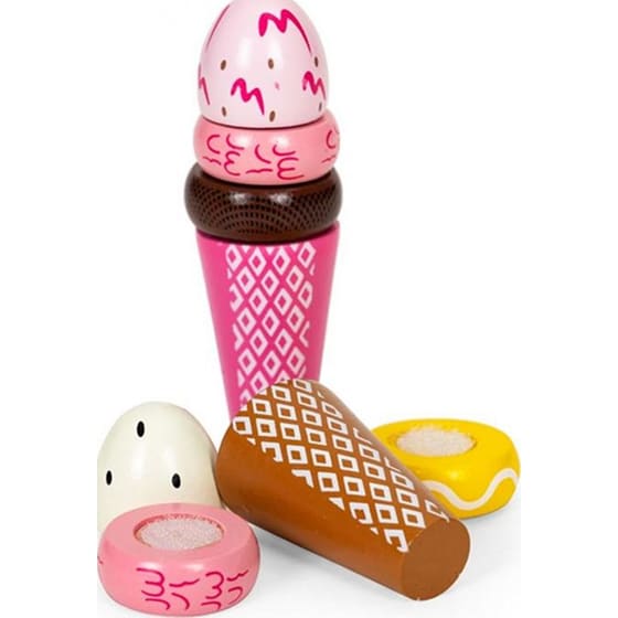 Ξύλινο Παιχνίδι Ecotoys Παγωτό Velcro Σε Κομμάτια & Σε Βάση Στήριξης 9 Τμχ - 6x12x12.5 cm image 2