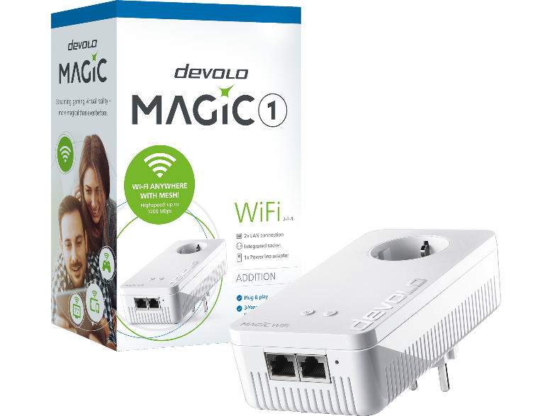 Εικόνα από Devolo Magic 1 WiFi 2-1-1 8358 Powerline Ασύρματη Σύνδεση Passthrough Πρίζα Wi-Fi 5 με 2 Θύρες Ethernet