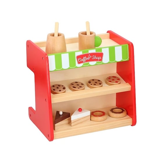 Ξύλινο Παιδικό Παιχνίδι Coffee Shop 2 Σε 1 Με Αξεσουάρ, 26x19x24 Cm image 1