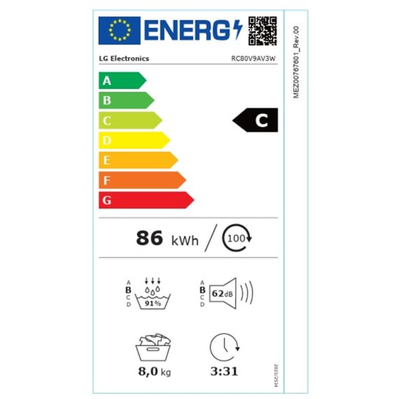 LG RC80V9AV3W 8 kg με Αντλία Θερμότητας Λευκό Στεγνωτήριο Ρούχων image 14
