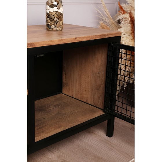 Έπιπλο Τηλεόρασης Vent Pine από Μοριοσανίδα 150x40x47cm - Μαύρο/Καφέ image 6