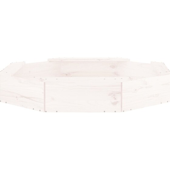 VidaXL Αμμοδόχος με Καθίσματα Οκτάγωνη 111x111x20cm Ξύλινη - Λευκό image 3