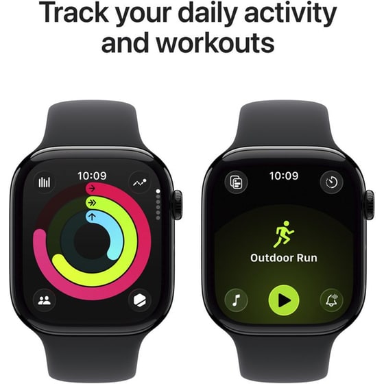 Apple Watch Series 11 GPS + Cellular 46mm Jet Black Aluminium Case with Black Sport Band - S/M image 3