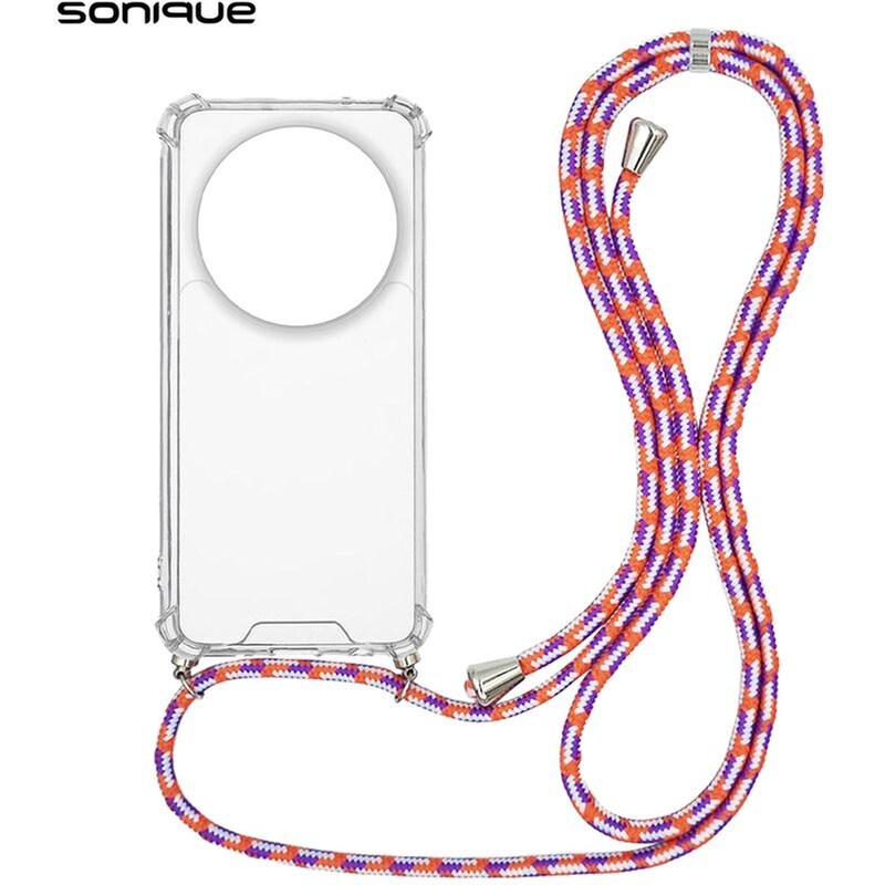 SONIQUE Θήκη Σιλικόνης Με Κορδόνι Sonique Armor Clear Xiaomi Xiaomi 14 Ultra Rainbow Κοραλλί