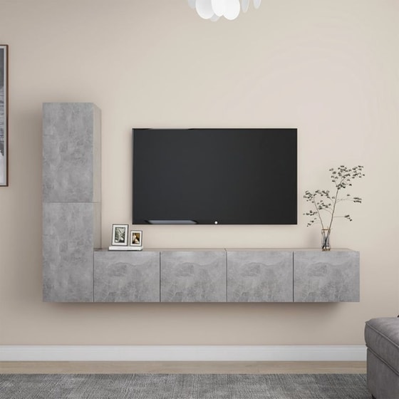 Έπιπλα Τηλεόρασης VidaXL Μοριοσανίδα 4 Τμχ 80x30x30cm - Γκρι image 2