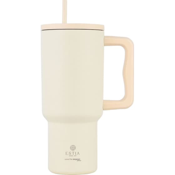 Κούπα Θερμός Estia Με Λαβή & Καλαμάκι 900ml Save The Aegean Tumbler Lily White image 0