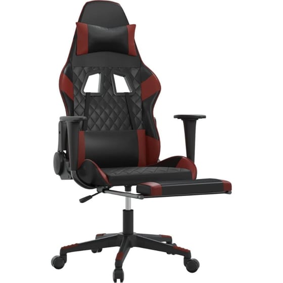 Καρέκλα Gaming VIDAXL 345529 με Υποπόδιο από Τεχνητό Δέρμα - Μαύρο image 1