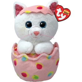 Λούτρινο TY Beanie Boos Giggles Χνουδωτή Γατούλα σε Αυγό Λευκό & Ροζ (15cm)
