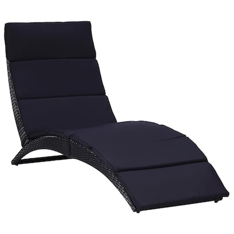 Ξαπλώστρα VidaXL με Μαξιλάρι από Συνθετικό Ρατάν 162x64x86 cm - Μαύρο VIDAXL