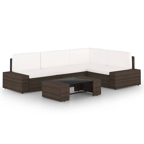 Vidaxl Σαλόνι Κήπου 5 Τεμαχίων Καφέ Από Συνθετικό Ρατάν Με Μαξιλάρια image 0