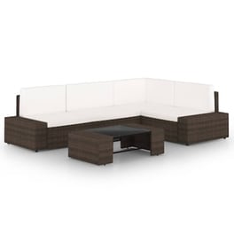 Vidaxl Σαλόνι Κήπου 5 Τεμαχίων Καφέ Από Συνθετικό Ρατάν Με Μαξιλάρια