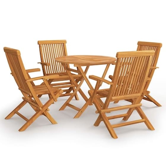 Vidaxl Σετ Τραπεζαρίας Κήπου 5 Τεμαχίων Από Μασίφ Ξύλο Teak image 0
