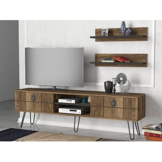 Έπιπλο Τηλεόρασης 24Mall Giglio από Μοριοσανίδα 150x29.5x45.5 cm - Καρυδί image 2