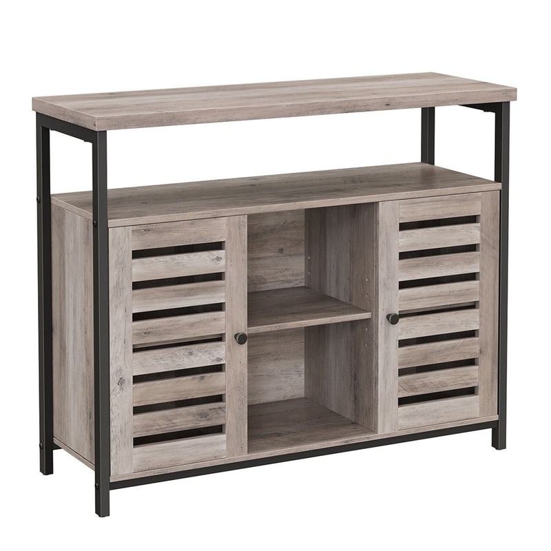 VASAGLE Μπουφές Vasagle από Mοριοσανίδα 100x35x81.5 cm - Μπεζ-Γκρι/Μαύρο