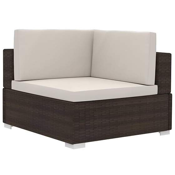 Γωνιακά Καθίσματα VidaXL Τμηματικά  2 τμχ με Μαξιλάρια από  Συνθετικό Ρατάν 70x70x54 cm  - Καφέ/Κρεμ image 3