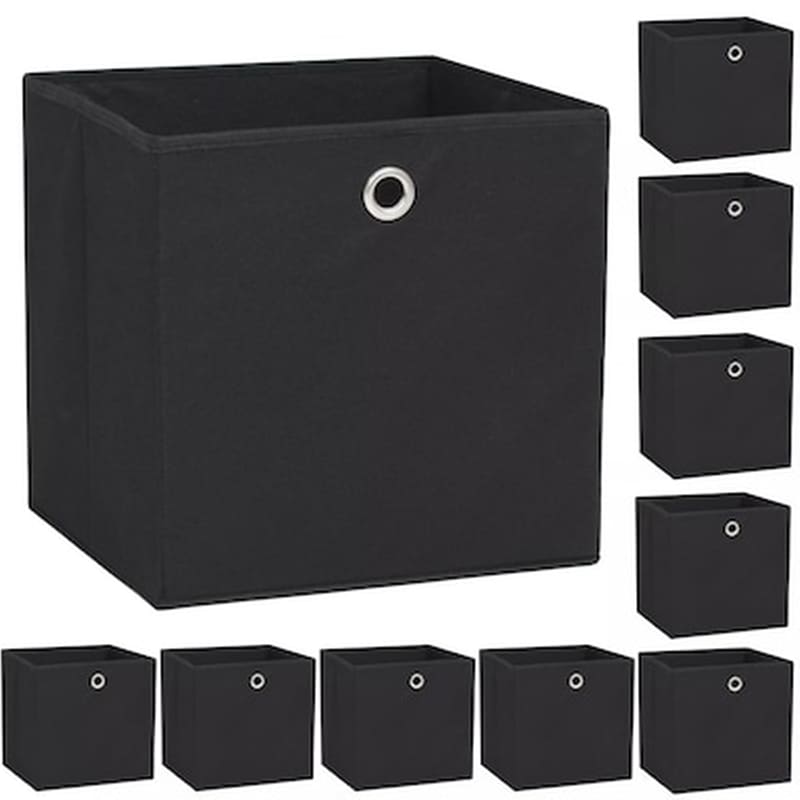 VIDAXL Κουτιά Αποθήκευσης Vidaxl Σετ 10 Τμχ από Ύφασμα 32x32x32 cm - Μαύρα