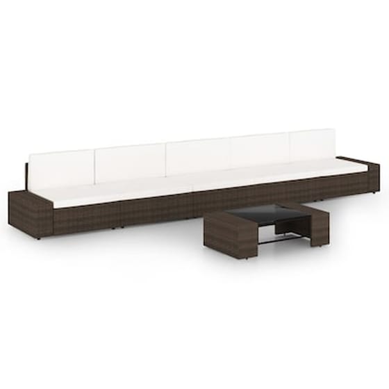 Vidaxl Σαλόνι Κήπου 6 Τεμαχίων Καφέ Από Συνθετικό Ρατάν Με Μαξιλάρια image 0