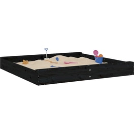VidaXL Αμμοδόχος με Καθίσματα Τετράγωνη 160x160x20cm Ξύλινη - Μαύρο